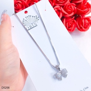 Dây chuyền bạc nữ, dây nhuyễn mặt nơ đính đá cao cấp Orin D5256