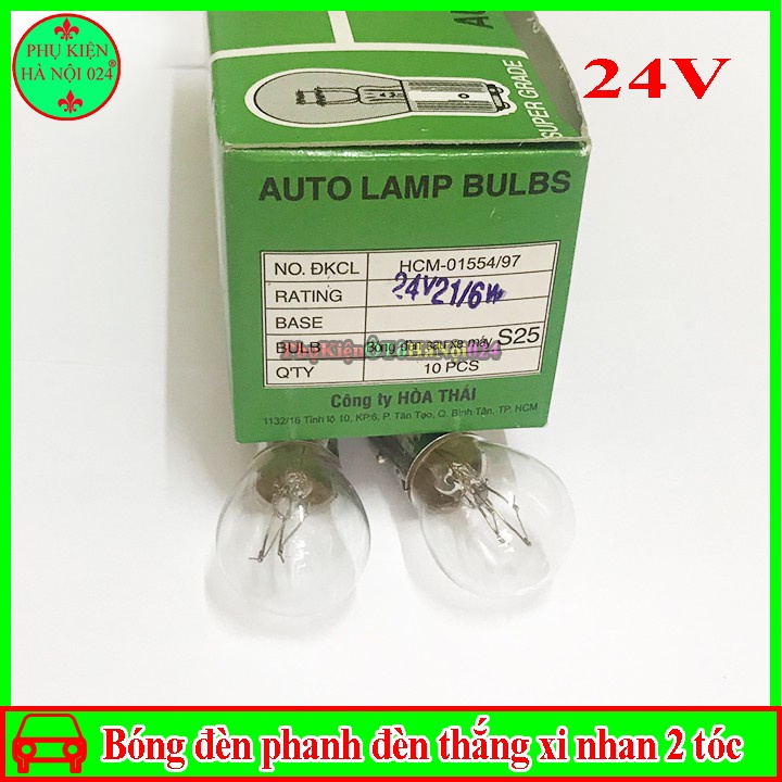 1 Bóng Đèn Phanh Đèn Thắng Xi Nhan Ô Tô, Xe Máy Đui Cài 2 Tóc 21W Điện Áp 12V/24V