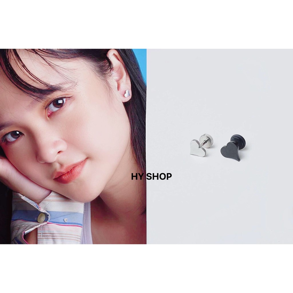 FULL HEART EARRING bông tai titan trái tim không gỉ không dị ứng nam nữ unisex - khuyên tai cá tính