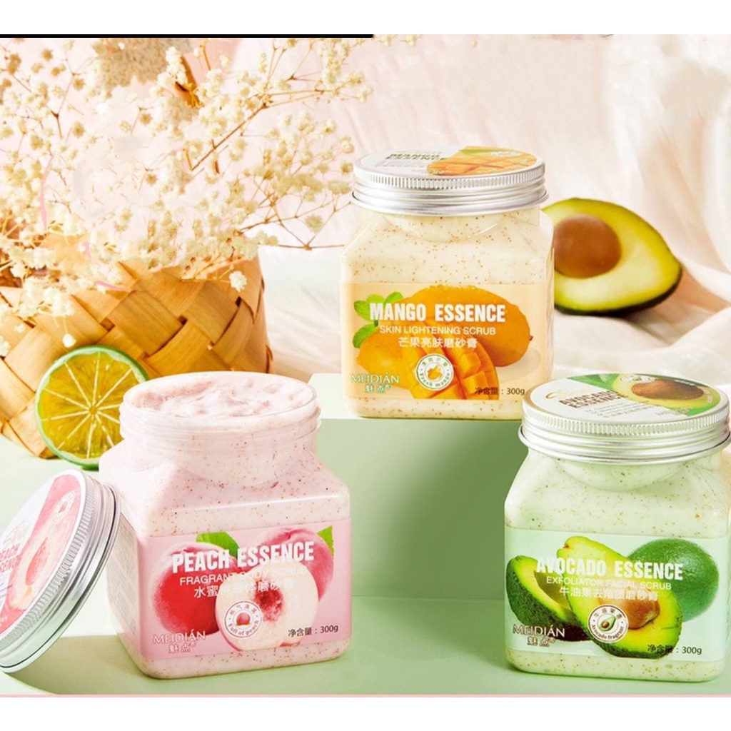 300g Tẩy tế bào chết Body cải thiện da viêm lông, sáng da Tẩy da chết đào, bơ, xoài LALA