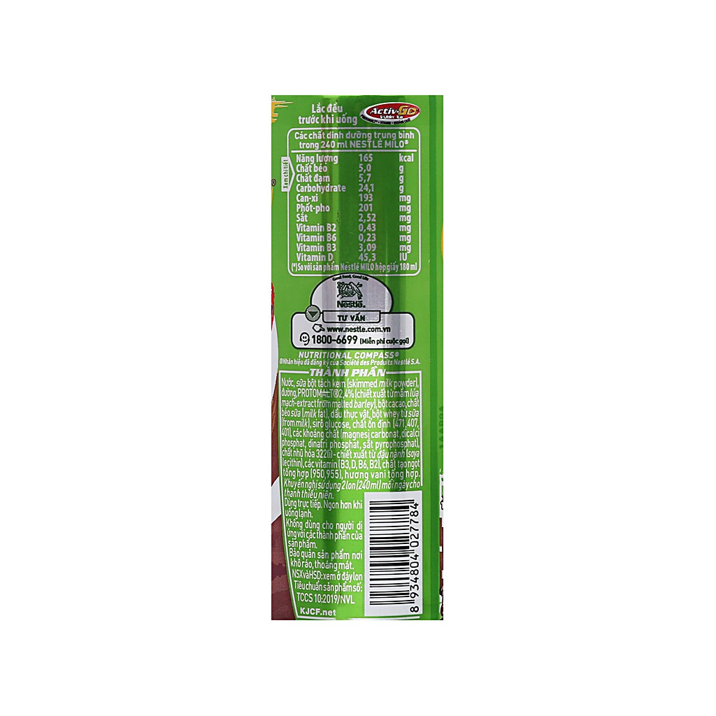 Sữa Milo ❤FREESHIP ❤ Milo,Sữa milo lon - thùng milo Lon thể tích 240ml