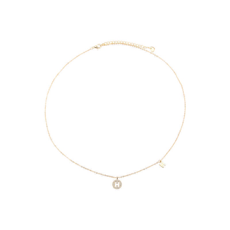 Vòng Cổ 210807 Mặt Chữ H Đính Đá Zircon Sang Trọng Thời Trang Cho Nữ