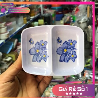 Rẻ vô địch đĩa chấm 2 ngăn nhựa melamine