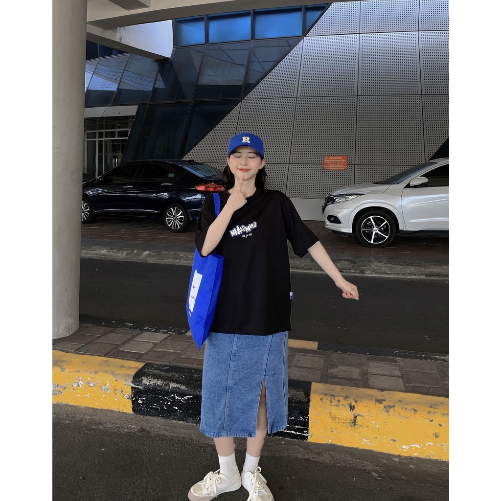 MADMIND® Chính Hãng - Áo thun Mad Typo  màu đen - cổ tròn, cotton thoáng mát - Essential Collection Form Rộng Unisex