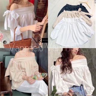 ÁO TRỄ VAI BUỘC NƠ MỘT BÊN - ÁO TRỄ VAI ĐŨI NỮ ULLZANG HOT HIT