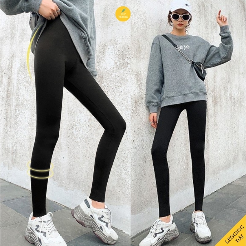 Quần Legging Nữ Dài Tep Venus Nâng Mông Cạp Cao, Gữ Nhiệt Legging Thun Ôm Bó Vải Dày Dặn Bigsize 80kg