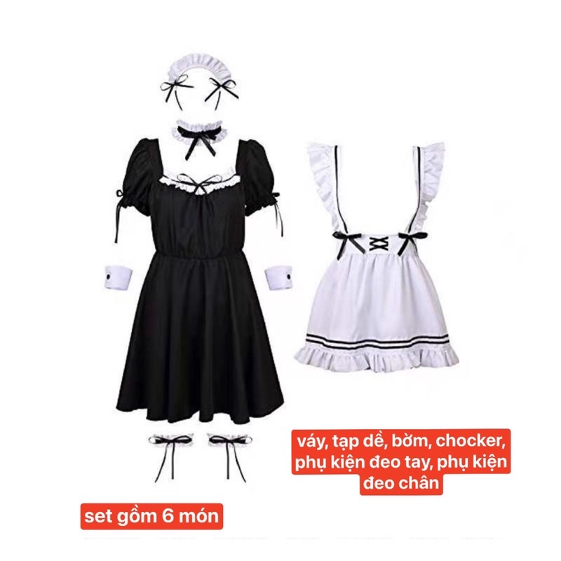 Sẵn Maid đen ngắn cosplay hầu gái #maid