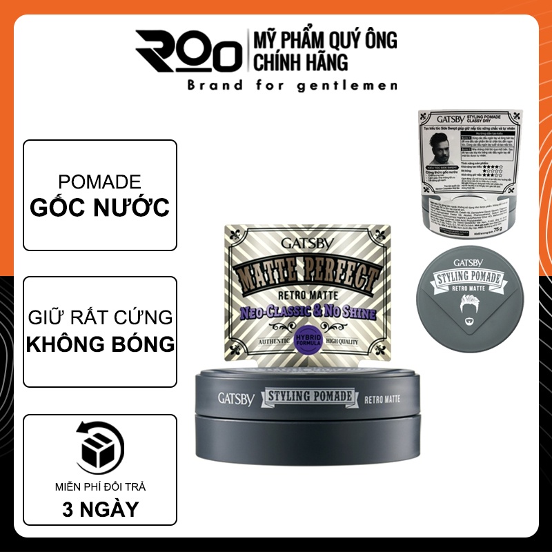 Sáp Tạo Kiểu Phồng Cứng Không Bóng Gatsby Styling Pomade Retro Matte