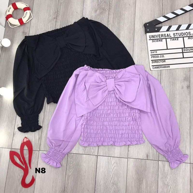 Áo trễ vai nơ ngực dáng mới nhiều màu