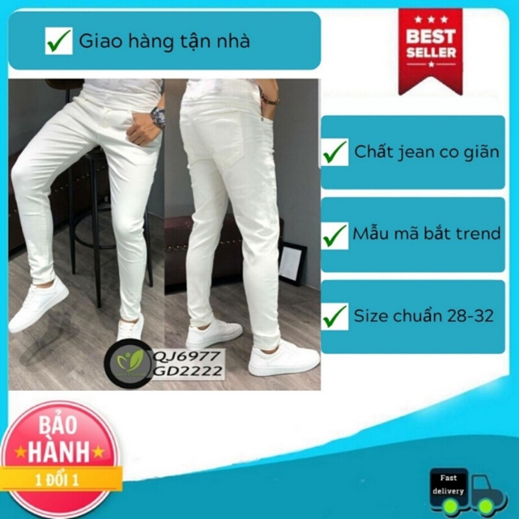 Quần Jean Nam Chất Bò AD25TG Trắng Trơn Cao Cấp Trẻ Trung Phong Cách Cá Tính | BigBuy360 - bigbuy360.vn