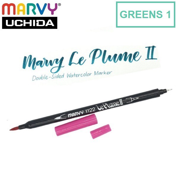 [GREENS 1] Bút lông màu hai đầu chất lượng cao Marvy Le Plume II - 1122