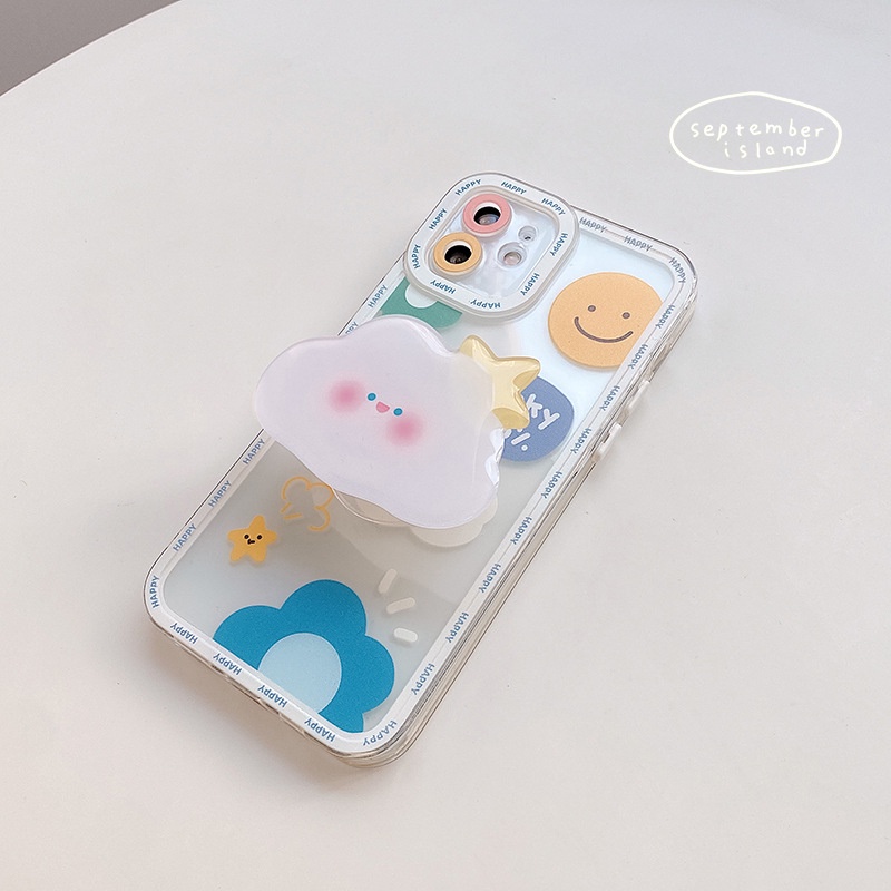 Ốp Điện Thoại Mềm Trong Suốt Có Giá Đỡ Hình Đám Mây Cho iphone12promax XS XR 13 11 7p