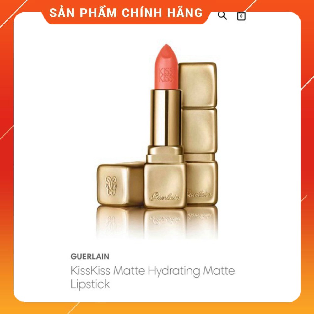 [ Lật Đật Nga Cosmetic ] Son lì GUERLAIN Kiss Kiss Matte M349 SOFT SAFRAN - Hồng cam san hô