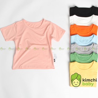 Áo Thun Bé Gái, Bé Trai K.WOO Vải Thun Lạnh Xuất Hàn, Áo Thun Trẻ Em Cộc Tay Mặc Hè Minky Mom MKMA2106