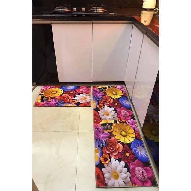 Bộ 2 Thảm Bếp Hàng Loại 1 Dày Và Mịn Thấm Hút Tốt Mặt Đáy Chống trơn chất liệu Bali