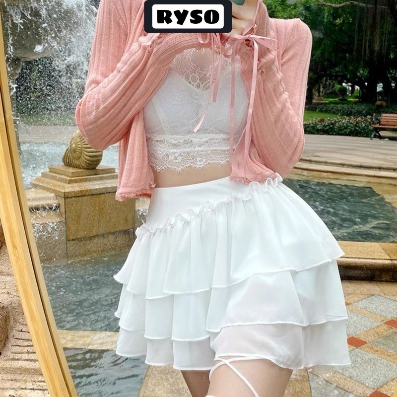 Chân Váy Xòe 3 Tầng Ulzzang Dáng Ngắn Kiểu Chân Đan Dây ( có quần trong ) | BigBuy360 - bigbuy360.vn