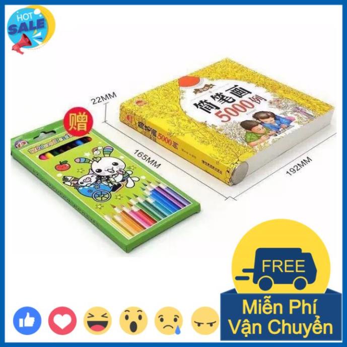 Bộ Vở Tập Tô Màu 5000 Hình Dành Cho Bé, Tặng Kèm Bộ Chì Màu 12 Cây, Món Quà Ý Nghĩa Mẹ Dành Cho Bé