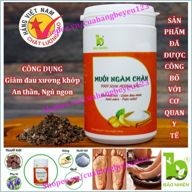 Muối ngâm chân Bảo Nhiên - giúp giảm đau nhức, an thần, ngủ ngon (Việt Nam)