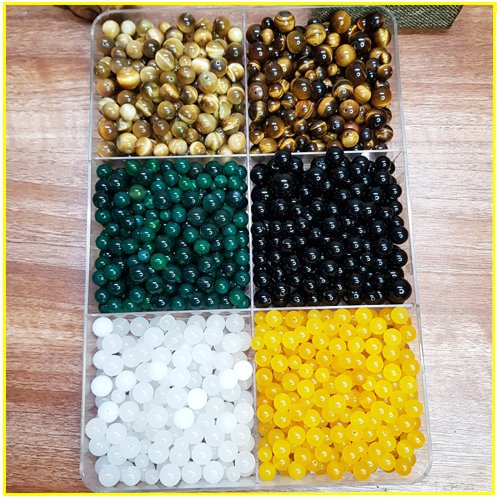 Hạt đá xâu vòng phong thủy đủ màu theo mệnh size 8 10 12 ly xâu vòng tay vòng cổ - GIÁ CHO 1 HẠT - Tặng dây và kim xâu