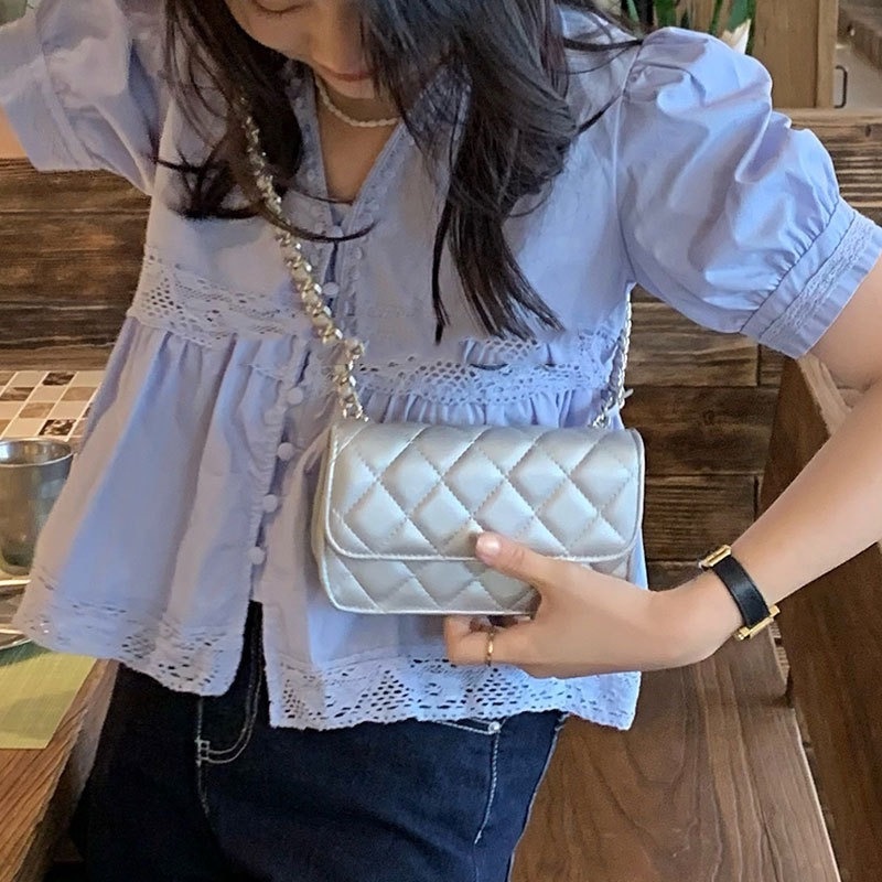 Túi Đeo Chéo Hình Vuông Nhỏ Màu Bạc 2022 Có Thể Điều Chỉnh Thời Trang Cho Nữ Gylb1375