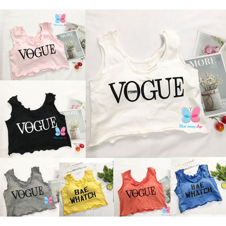 Áo Thun sát nách cho Nữ dáng Croptop từ 35-45kg in chữ vogue - AONU15