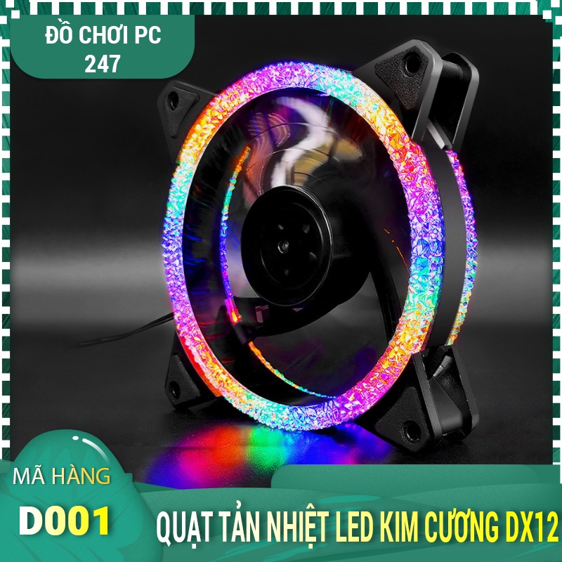 Quạt Tản Nhiệt, Quạt Led, Quạt Fan Case 12cm led, fan LED kim cương RGB DX12 đồng bộ Coolmoon