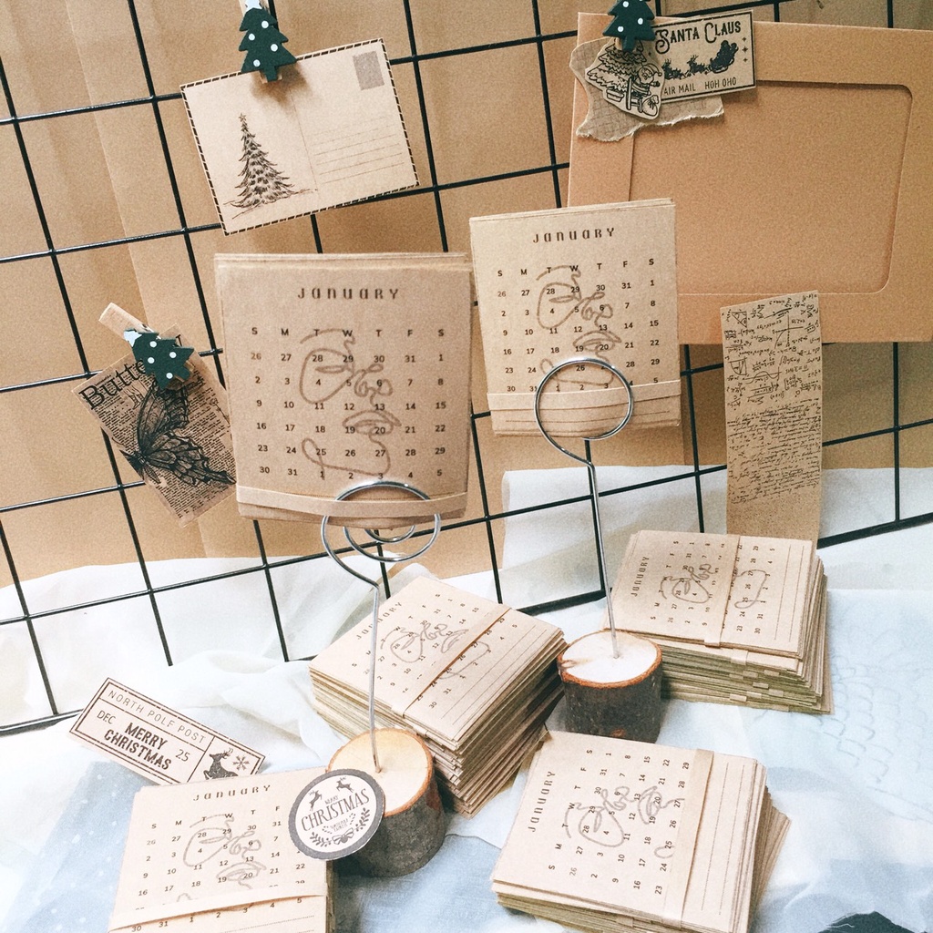 Set sticker kraft lịch calendar 2024 2025 aesthtic