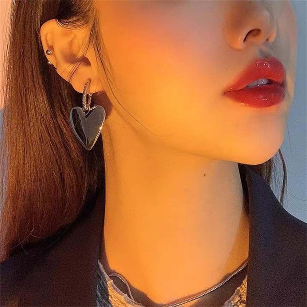 Bông Tai Kim Loại Hình Trái Tim Nhiều Màu Thời Trang Cho Nữ