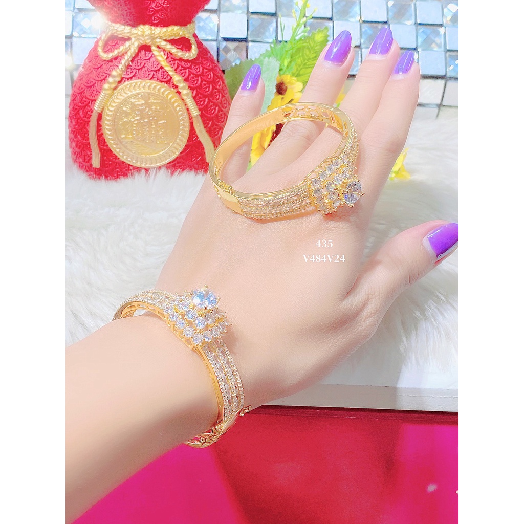 Vòng tay nữ UHA, lắc tay bền màu thiết kế cao cấp sáng lấp lánh V484