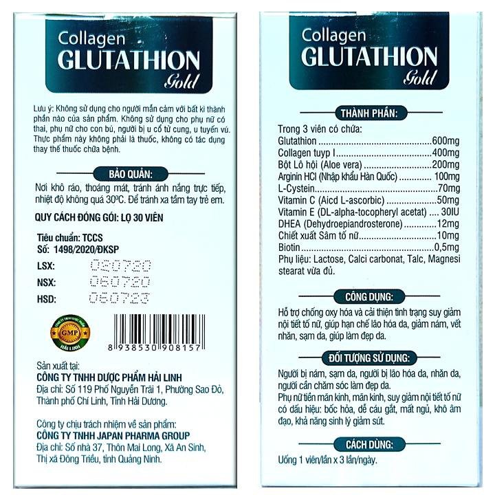 Viên Uống Đẹp Da Collagen Glutathion Plus Hết Nám, Sạm Da, Đẹp Da