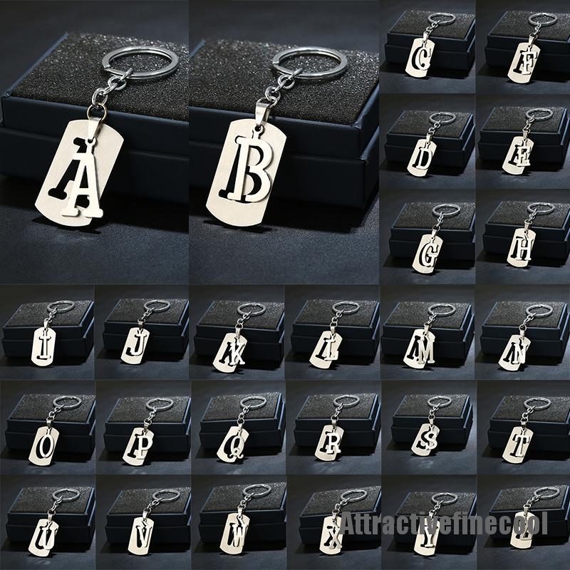 Móc khóa 26 chữ cái A-Z tùy chọn bằng thép không gỉ