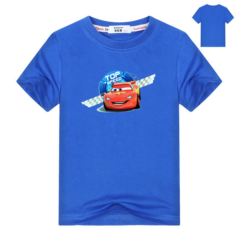 Áo thun tay ngắn hình Lighting mcqueen cho bé trai-Disney cartoon-100% Cotton