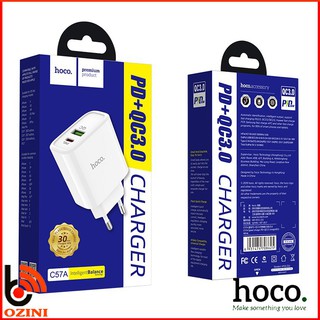 CỦ/CỐC SẠC NHANH HOCO C57A USB QC3.0 & TYPE-C