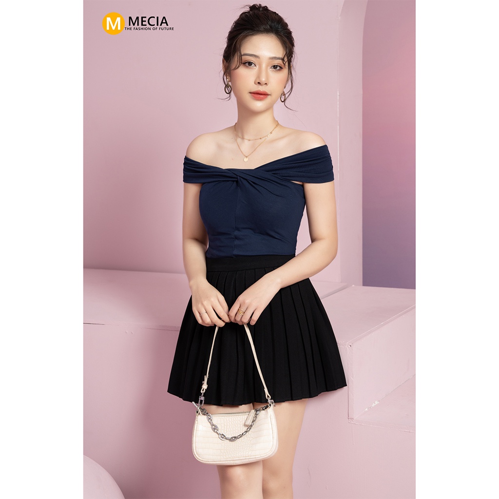 Áo trễ vai xoắn ngực Mecia SM718 – Áo thun kiểu 95% cotton Sang Trọng Thời Trang Công Sở Dạo Phố Dự Tiệc Hàng Cao Cấp