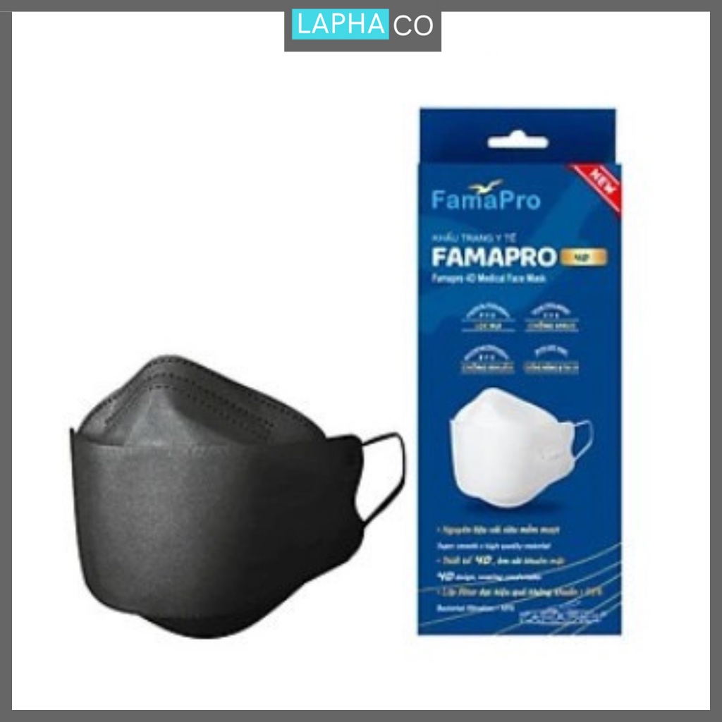 Khẩu trang y tế 4D cao cấp kháng khuẩn 3 lớp Nam Anh Famapro 4D mask dạng hộp