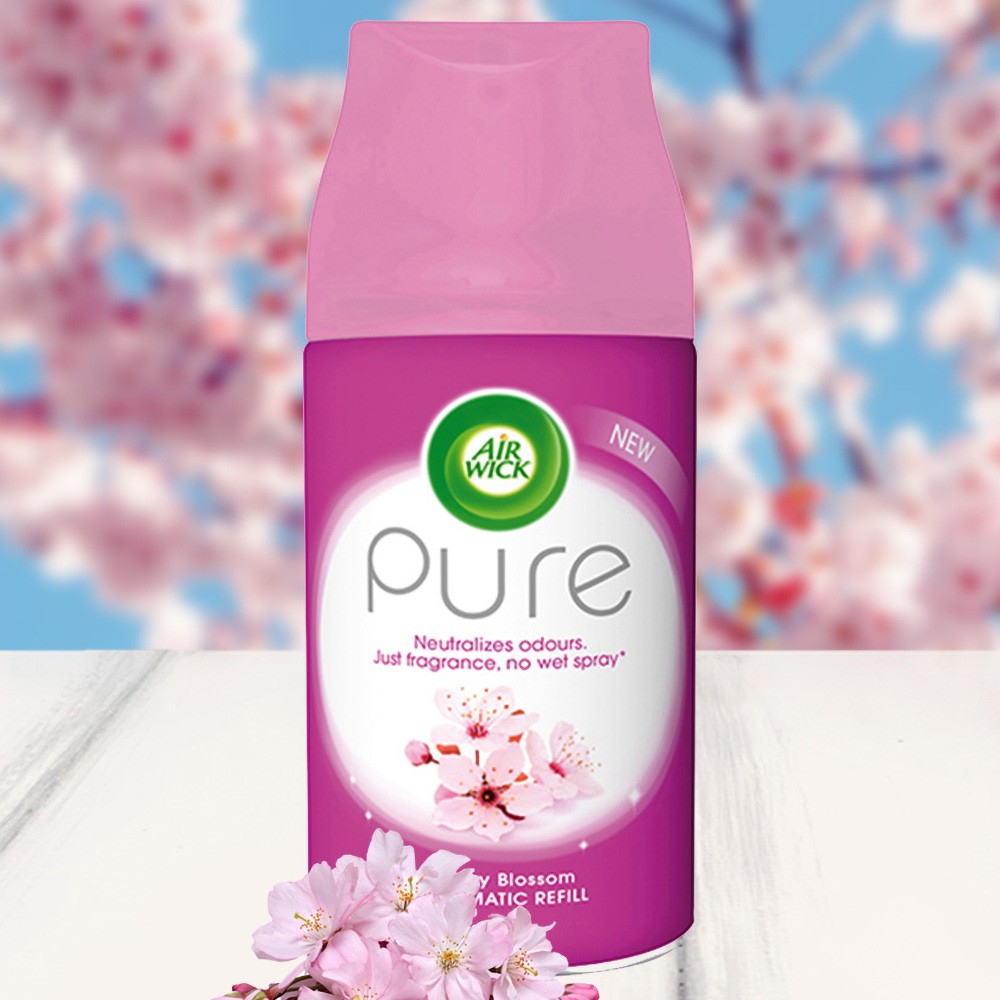 Bình xịt tinh dầu thiên nhiên Air Wick Cherry Blossom 250ml QT00024 - hoa anh đào, bình phun tinh dầu thơm phòng,khử mùi