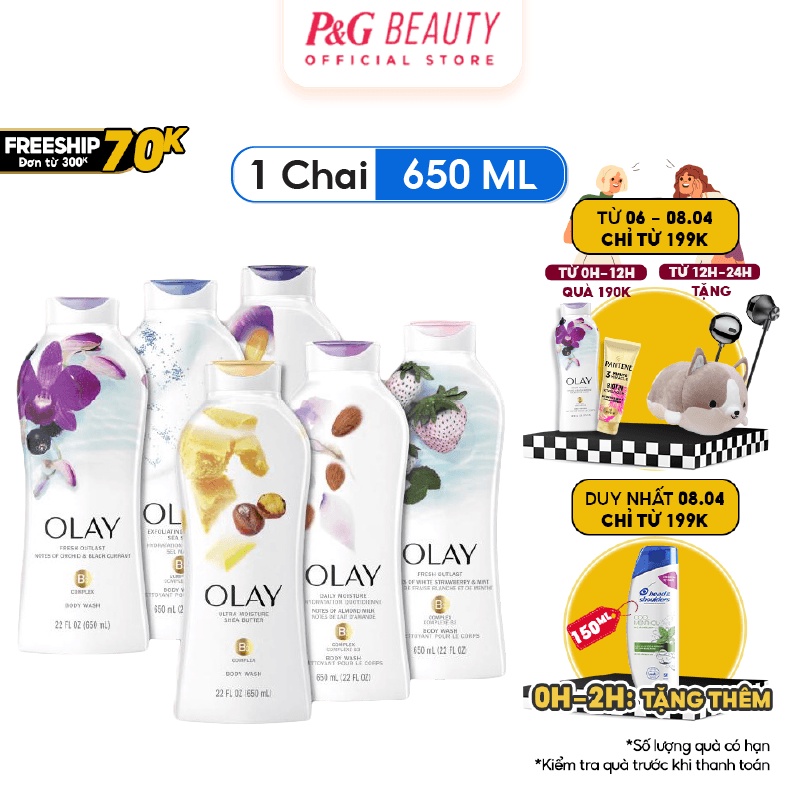 Sữa tắm Olay dưỡng da nhiều mùi hương 650ml