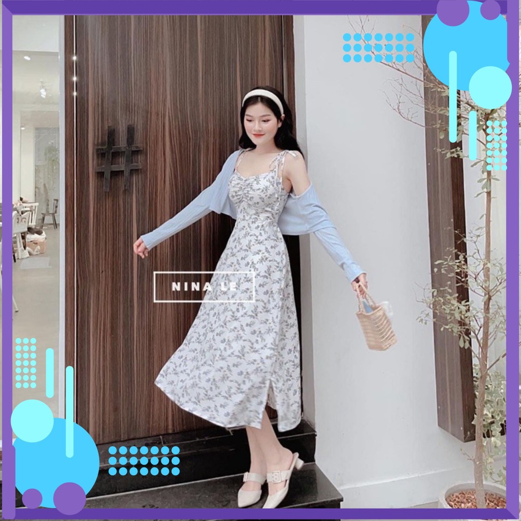 Váy Hoa Nhí Vintage Dáng Dài 2 Dây Mix Áo Tăm Nhà ANNAMAI | BigBuy360 - bigbuy360.vn