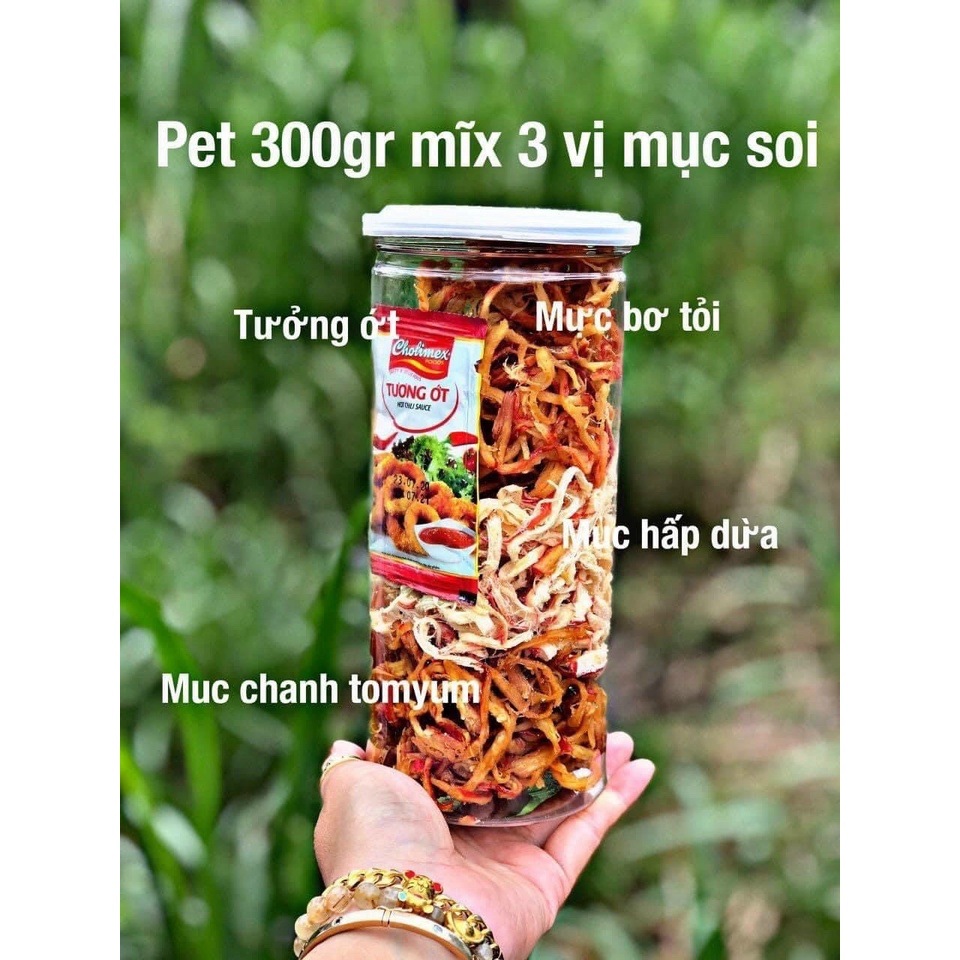 Mực Khô Xé Sợ 300g Mix 3 Vị Bơ Tỏi+Hấp Dừa+Tomyum | BigBuy360 - bigbuy360.vn