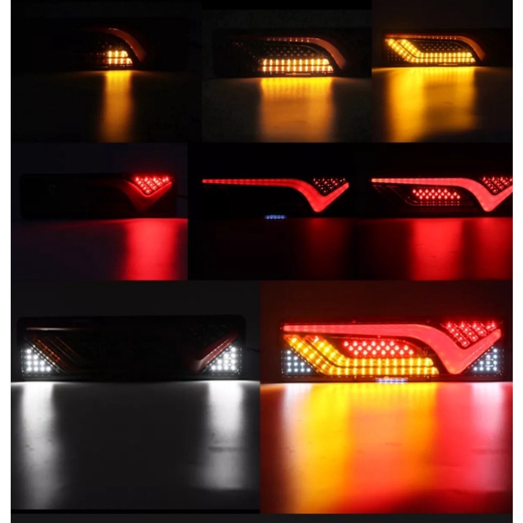 Đôi Đèn hậu xe tải 12V 24v chữ V Led cao cấp Đèn sau đuôi xe tải xe ben