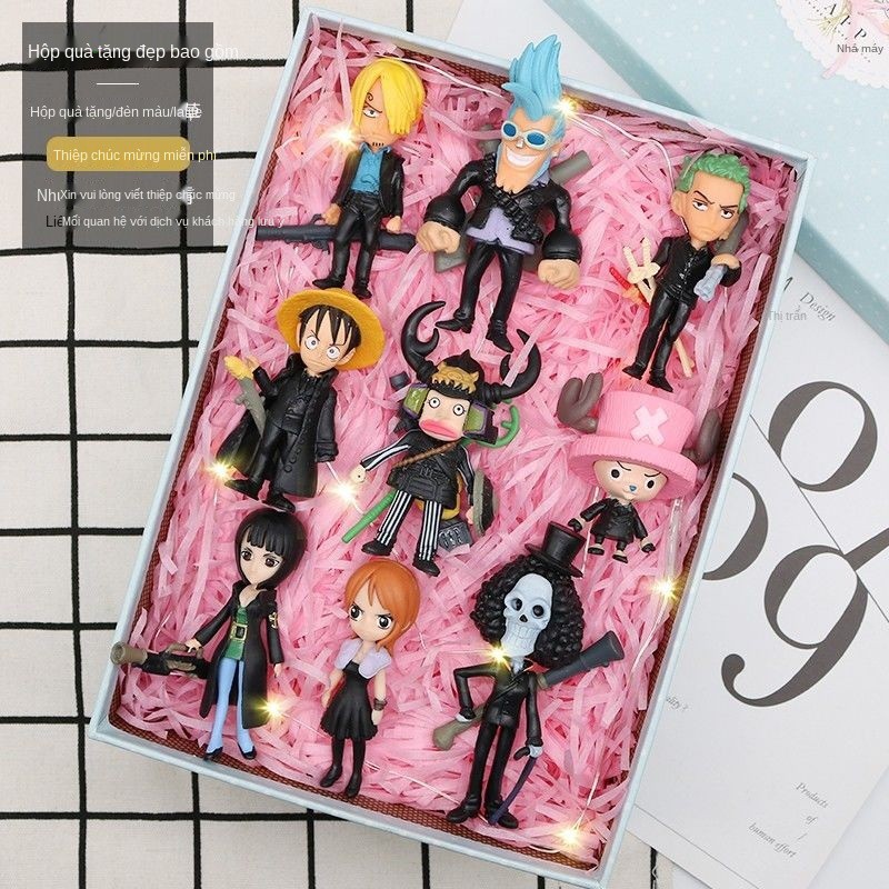 ▥One Piece Làm bằng tay Luffy Sauron phiên bản Q búp bê hộp quà đóng gói đồ trang trí xe hơi trọn bộ tặng mô hình