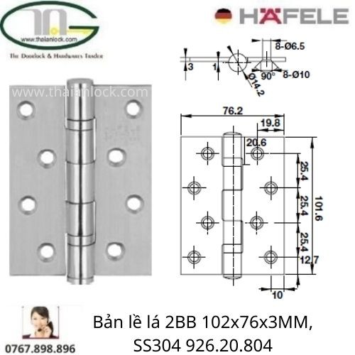 Bản lề lá Hafele 926.20.804