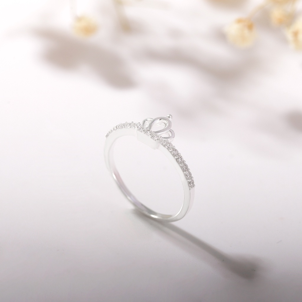 Nhẫn Bạc Nữ Hình Vương Miện Đính Đá Thiết Kế Phong Cách Hàn Quốc NB03 Bảo Tín Mạnh Hải