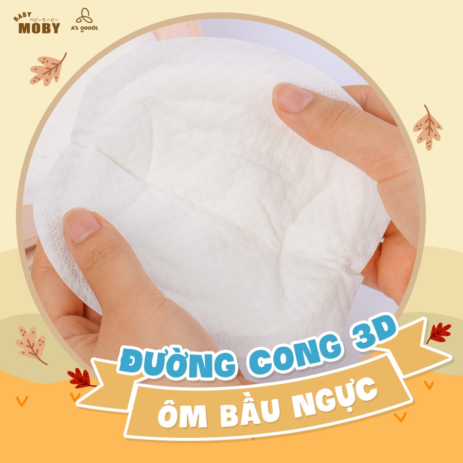 Lót thấm sữa cho mẹ MOBY BABY 60 miếng, miếng hút thấm sữa an toàn mềm mại - Monnie Kids