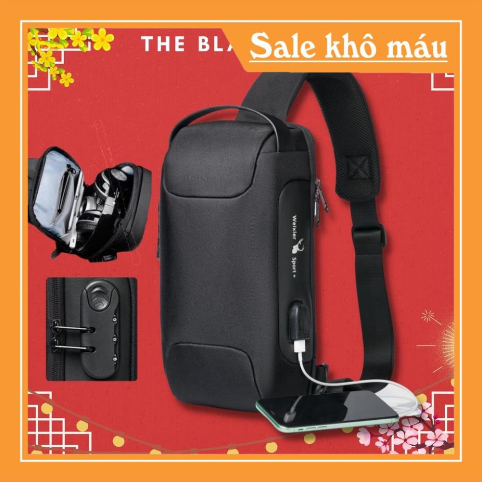 Túi Đeo Chéo Nam WEIXIER 4.0 Có Khóa Chống Trộm Vải Oxford Chống Nước Balo Một Quai Cao Cấp Chính Hãng - The Black Box