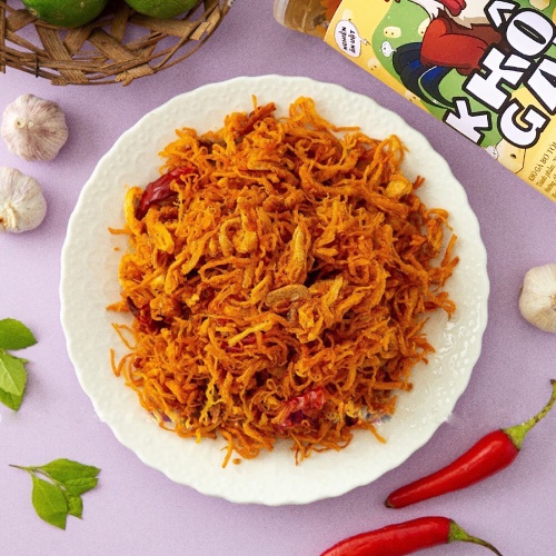 Khô gà bơ tỏi xé cay 300g Nghiền ăn vặt Hà Nội, vừa ngon vừa rẻ đảm bảo VSATTP | BigBuy360 - bigbuy360.vn