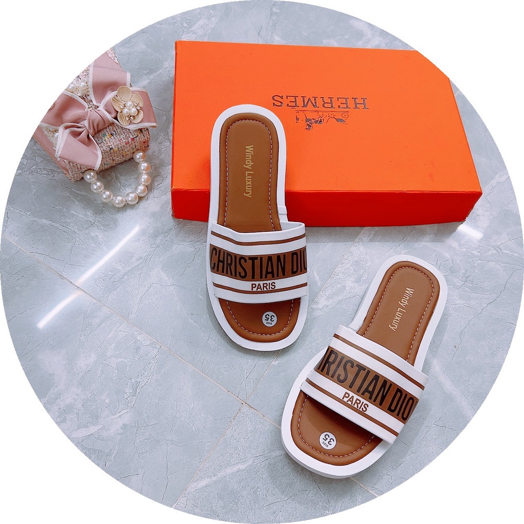 DÉP NỮ QUAI NGANG CHỮ CDIOO ĐẾ BÁNH MÌ SIÊU ĐẸP