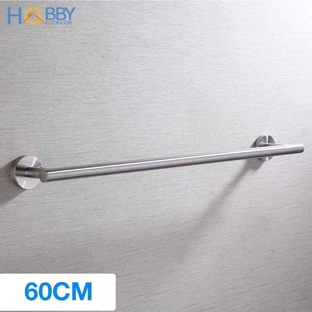 Thanh treo khăn quần áo Inox 304 xước không rỉ sét gắn tường vôi sơn nước - dài 60 - HOBBY MTGT60