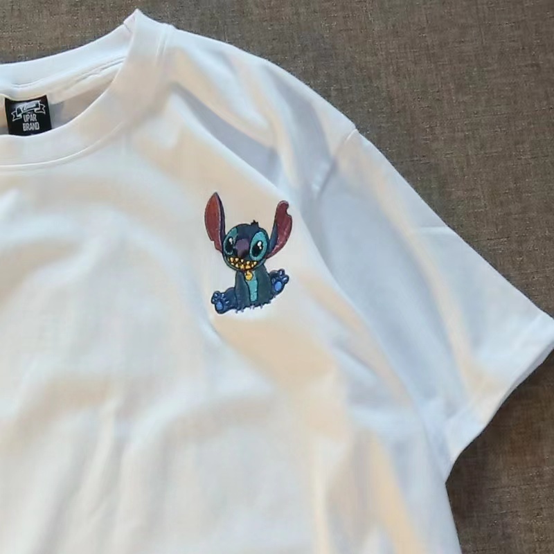 Áo Thun Tay Ngắn In Hoạt Hình Stitch Dễ Thương Cho Nam Và Nữ