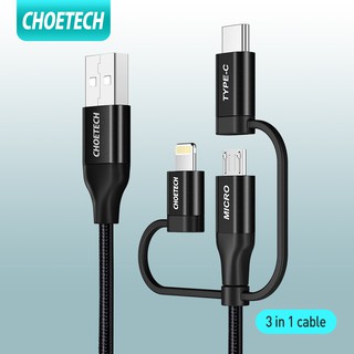 Choetech 3 in1 cáp sạc lightning / type c / micro usb multi cable cho iphone